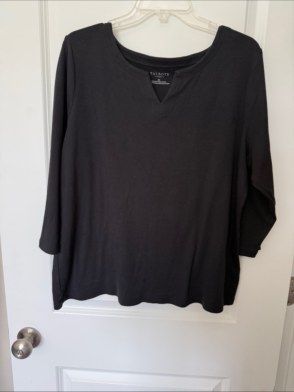 Talbots Black V-Notch Long Sleeve Women's Tee